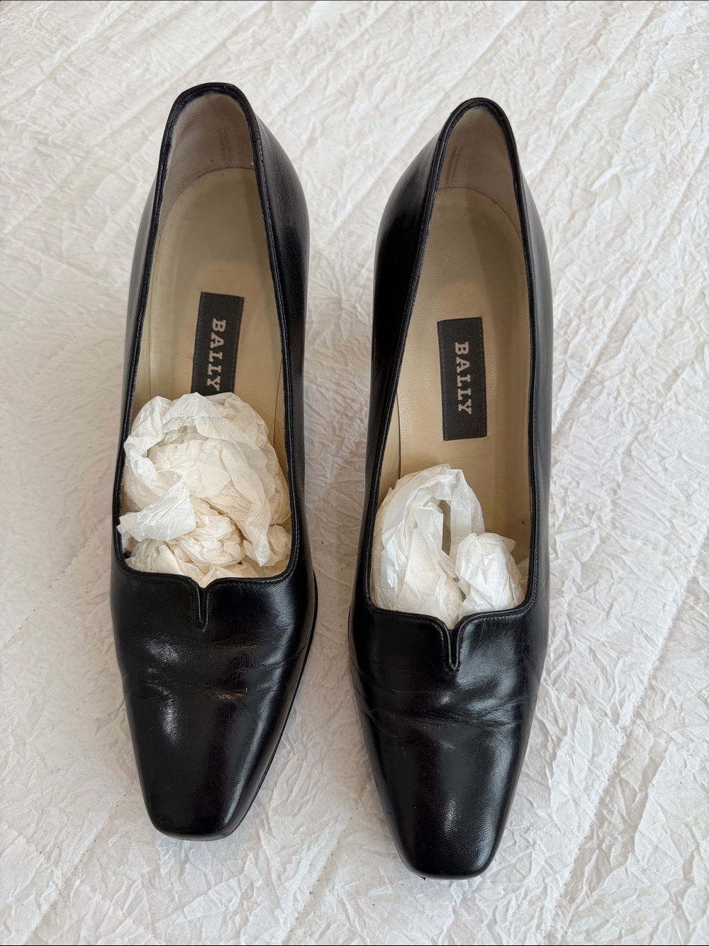 Bally Black Leather Square-Toe Pump
